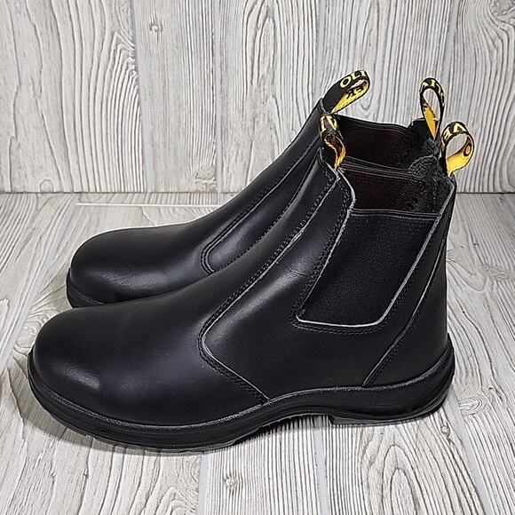 Oliver Elastic Sided Chelsea Leather Black Boots Steel Toe Men's Size 10, NEW - Picture 4 of 13